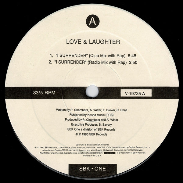 Love & Laughter : I Surrender (12")