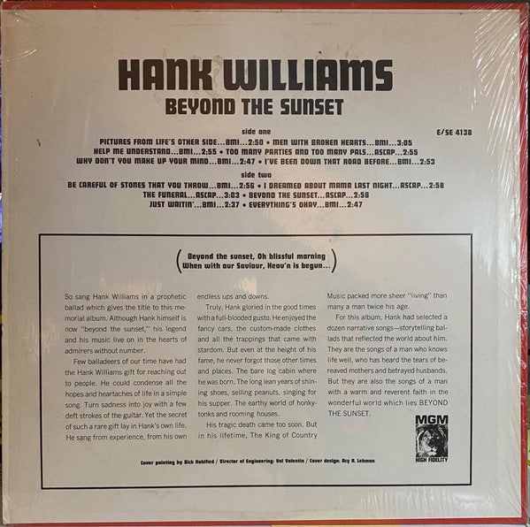 Hank Williams : Beyond The Sunset (LP, Comp, MGM)