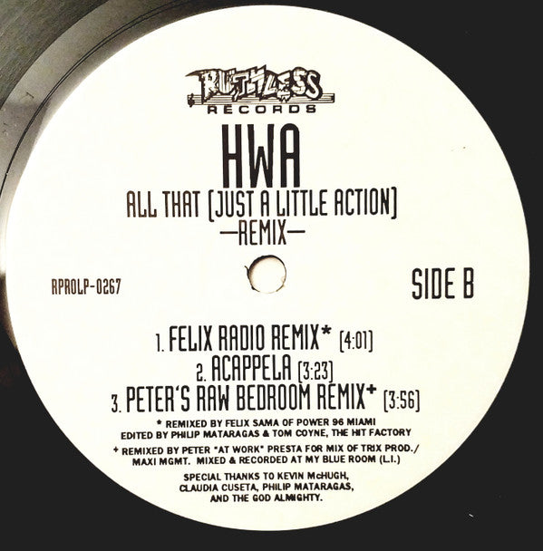 H.W.A. : All That (Juzt A Little Action) (Remix) (12", Promo)