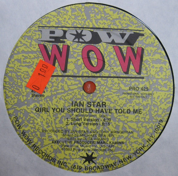 Ian Star : Girl You Should Have Told Me (12", Promo)