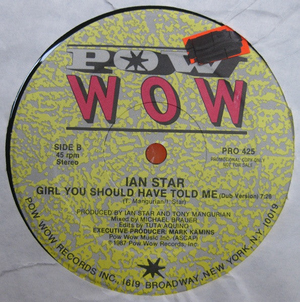 Ian Star : Girl You Should Have Told Me (12", Promo)