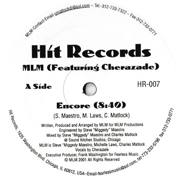 MLM Featuring Cherazade : Encore (12", Single)