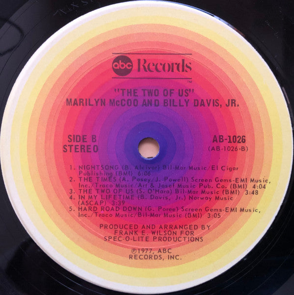 Marilyn McCoo & Billy Davis, Jr* : The Two Of Us (LP, Album, Pit)