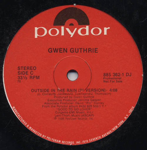 Gwen Guthrie : Outside In The Rain (12", Promo)