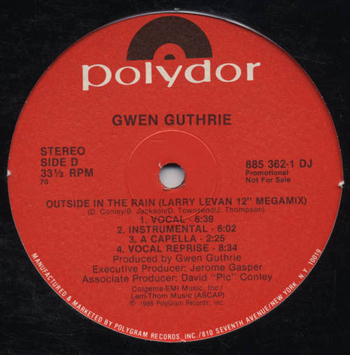 Gwen Guthrie : Outside In The Rain (12", Promo)