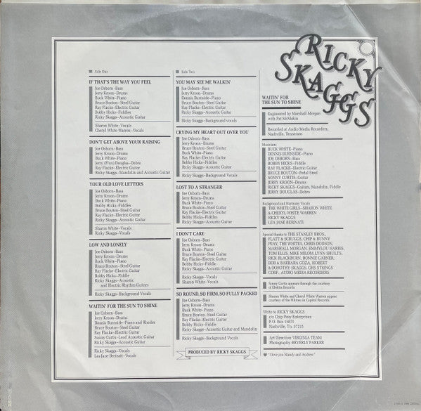 Ricky Skaggs : Waitin' For The Sun To Shine (LP, Album, San)