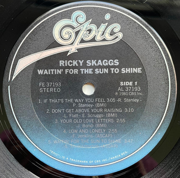 Ricky Skaggs : Waitin' For The Sun To Shine (LP, Album, San)