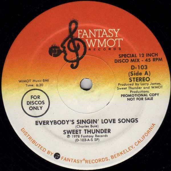 Sweet Thunder : Everybody's Singin' Love Songs (12", Promo, Spe)