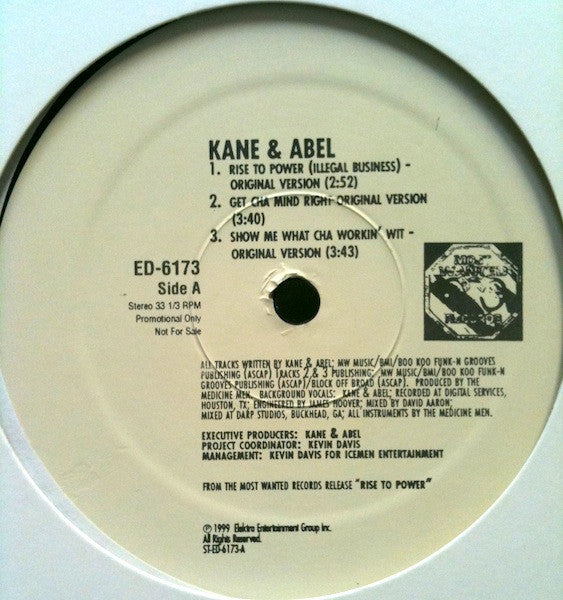 Kane & Abel : Rise To Power (12", Promo, Smplr)