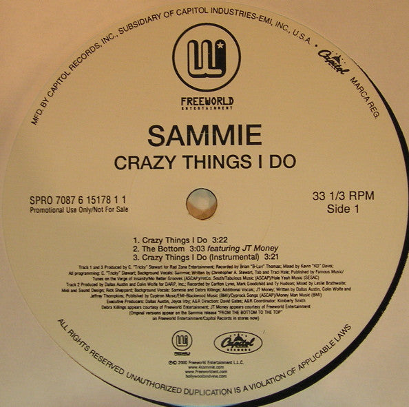 Sammie : Crazy Things I Do (12", Single, Promo)