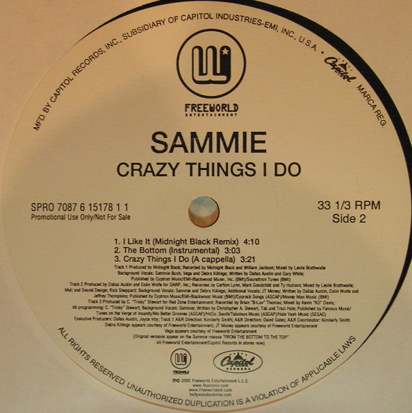 Sammie : Crazy Things I Do (12", Single, Promo)