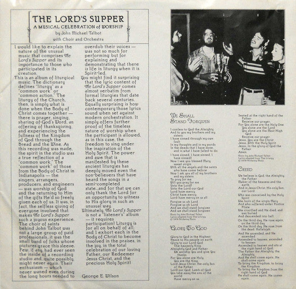 John Michael Talbot With Choir & Orchestra : The Lord's Supper (LP, Album)