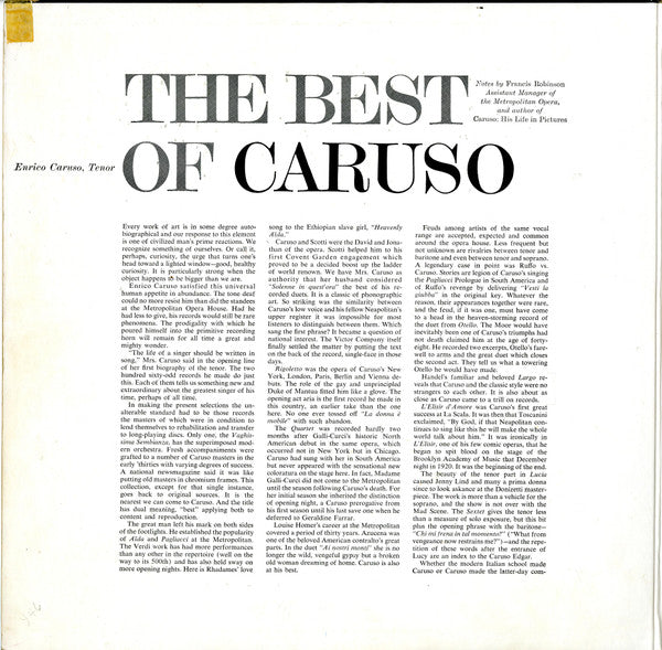 Enrico Caruso : The Best Of Caruso (2xLP, Comp, Mono)