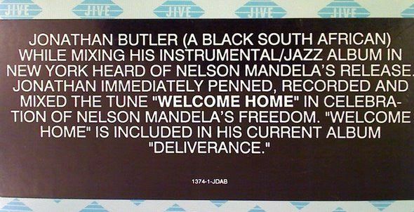 Jonathan Butler : Welcome Home (12", Promo)