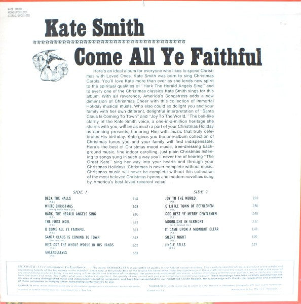 Kate Smith (2) : O Come All Ye Faithful (LP, Album)