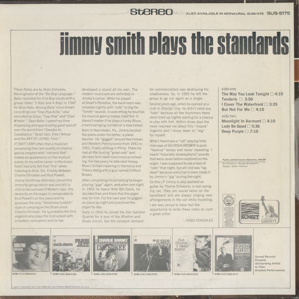 Jimmy Smith : Jimmy Smith Plays The Standards (LP, Comp, Styrene, She)