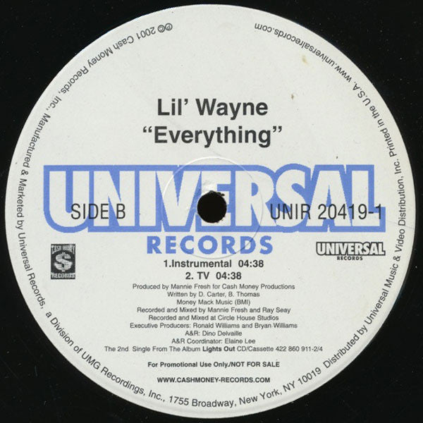 Lil Wayne : Everything (12", Promo)