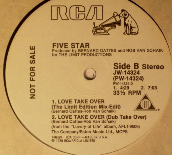 Five Star : Love Take Over (12", Single, Promo)