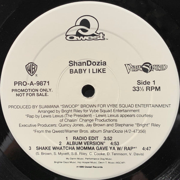 ShanDozia : Baby I Like (12", Promo)