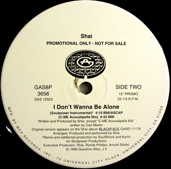 Shai (3) : I Don't Wanna Be Alone (12", Promo)