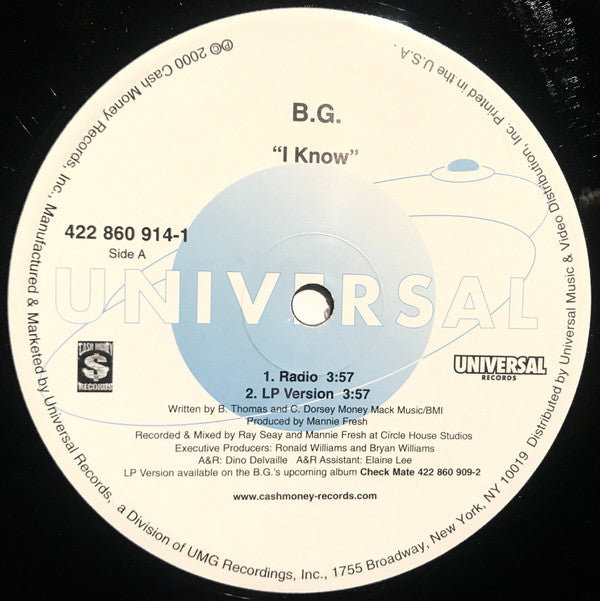 B.G. : I Know (12")