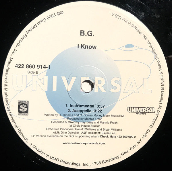 B.G. : I Know (12")