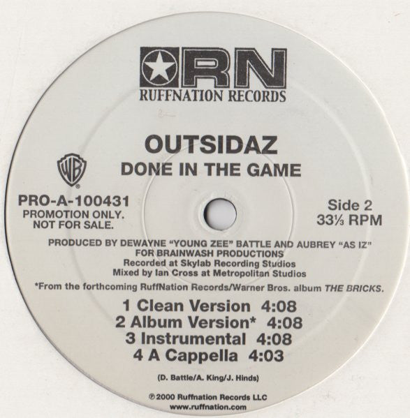 Outsidaz : Keep On /  Done In The Game (12", Promo)