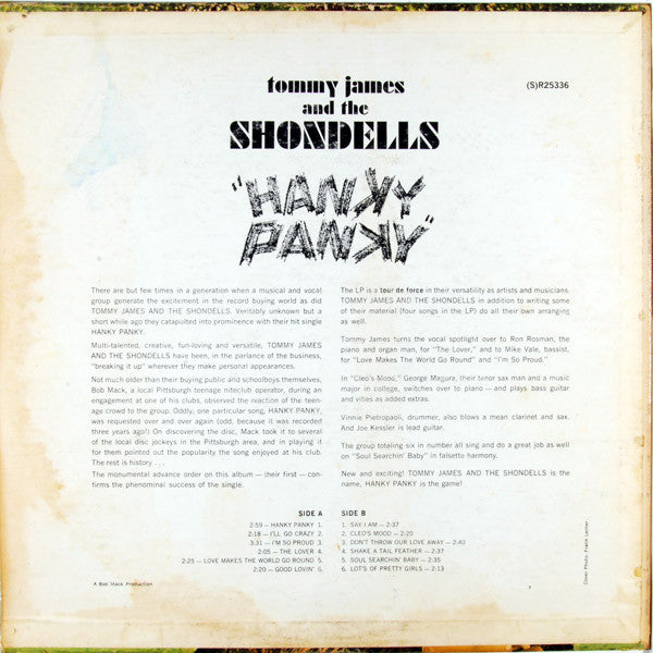 Tommy James & The Shondells : Hanky Panky (LP, Album)