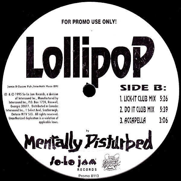 Mentally Disturbed : Lollipop (12", Promo)