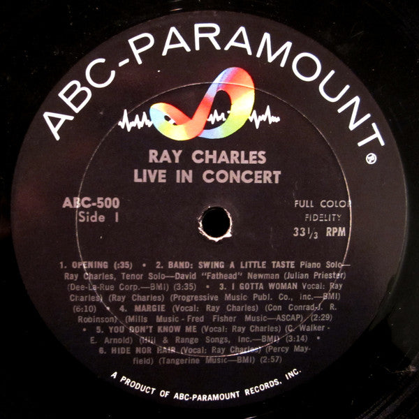 Ray Charles : Ray Charles Live In Concert (LP, Album, Mono)