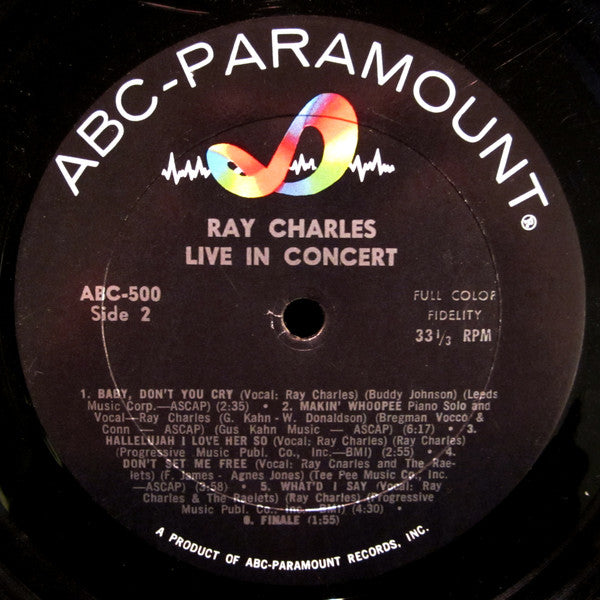 Ray Charles : Ray Charles Live In Concert (LP, Album, Mono)