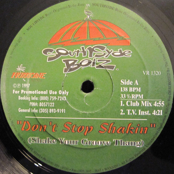 Southsyde B.O.I.Z. : Don't Stop Shakin (Shake Your Groove Thang) (12", Promo)