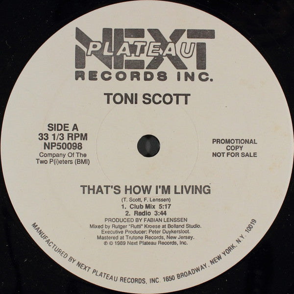 Tony Scott : That's How I'm Living / The Chief (12", Promo)