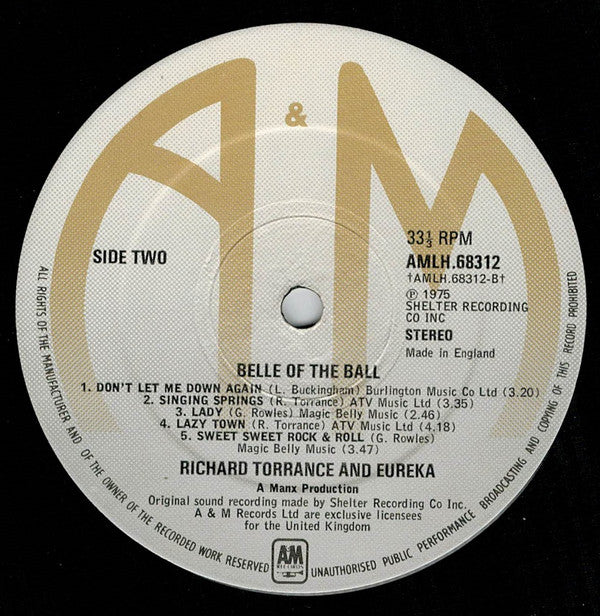 Richard Torrance And Eureka (5) : Belle Of The Ball (LP, Album)