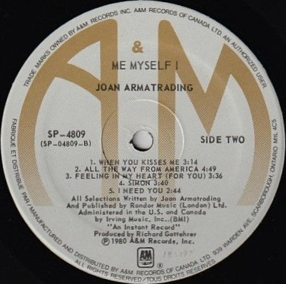 Joan Armatrading : Me Myself I (LP, Album)