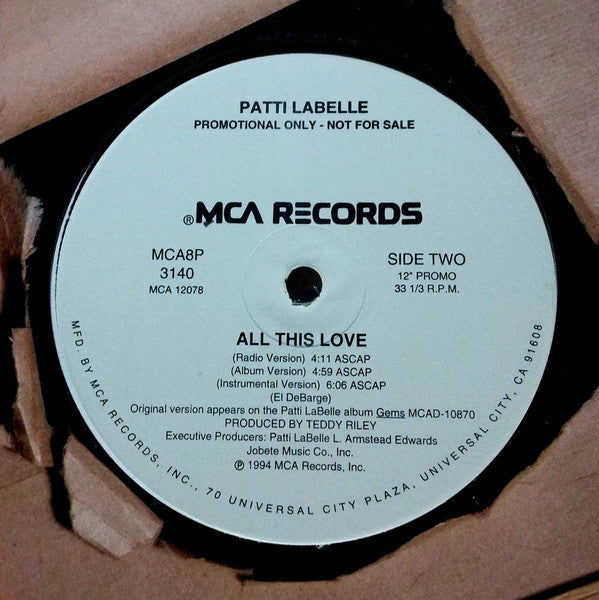 Patti LaBelle : All This Love (12", Promo)