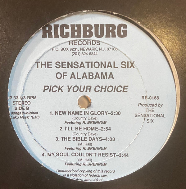 Sensational Six Of Alabama : Pick Your Choice (LP, Album)