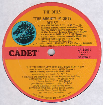 The Dells : The Mighty Mighty Dells (LP, Album, Pit)