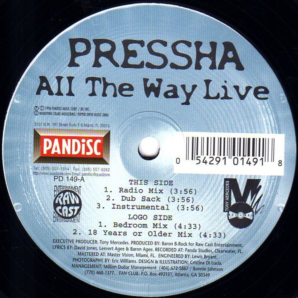 Pressha : All The Way Live (12")