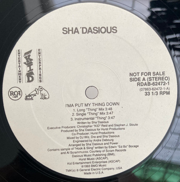 Sha'dasious : I'ma Put My Thing Down (12", Promo)