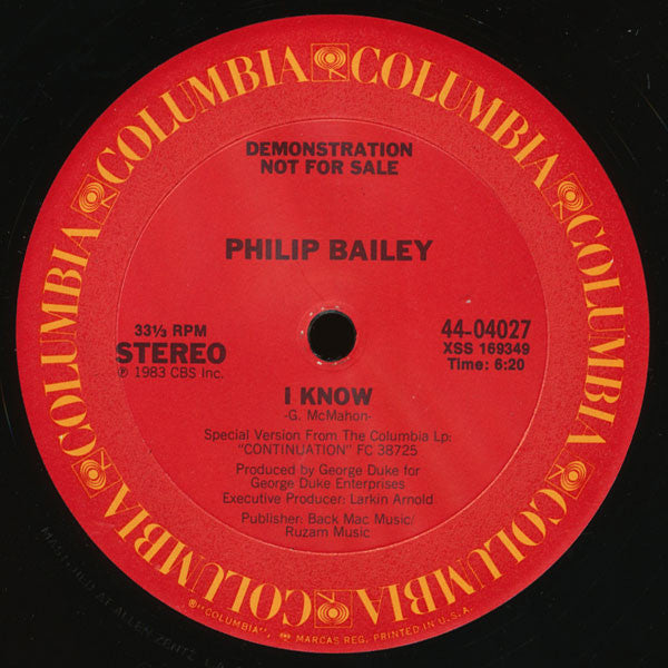 Philip Bailey : I Know (12", Single, Promo)