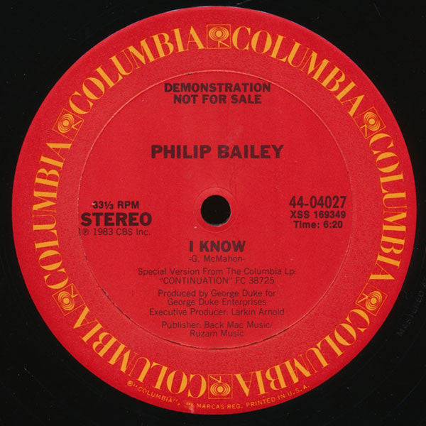 Philip Bailey : I Know (12", Single, Promo)