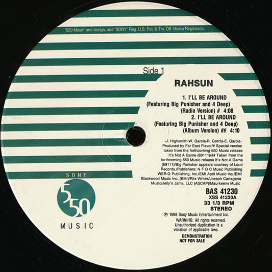 Rahsun : I'll Be Around (12", Promo)