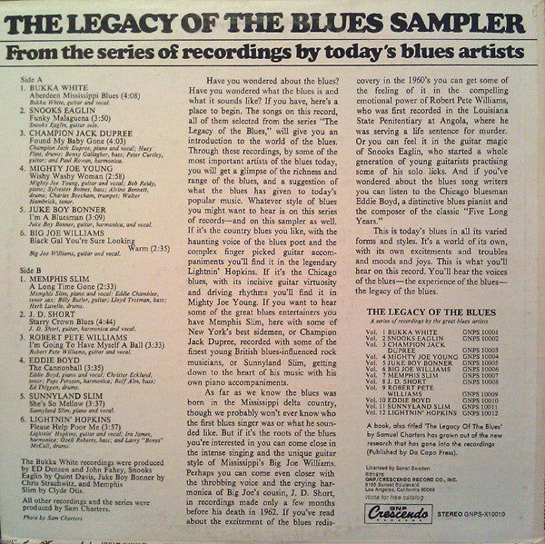 Various : The Legacy Of The Blues Sampler (LP, Comp, Smplr)