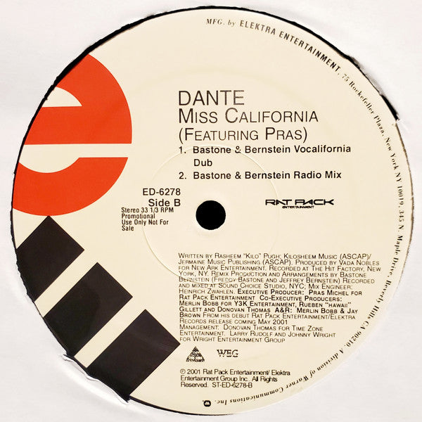 Dante Thomas : Miss California (12", Promo)