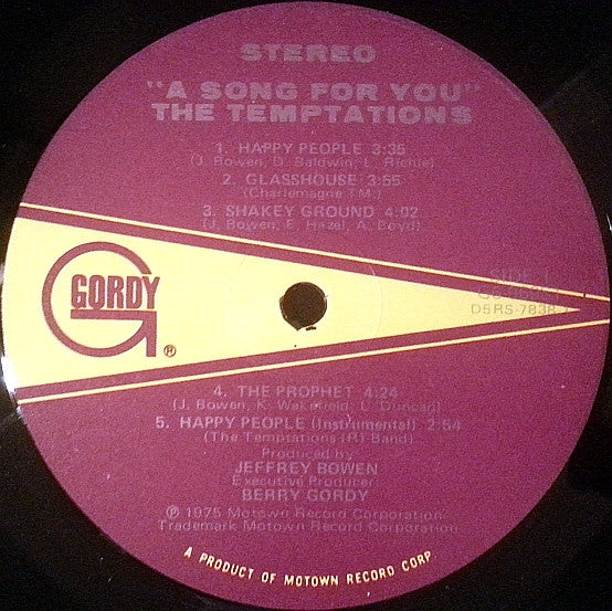 The Temptations : A Song For You (LP, Album, Hol)