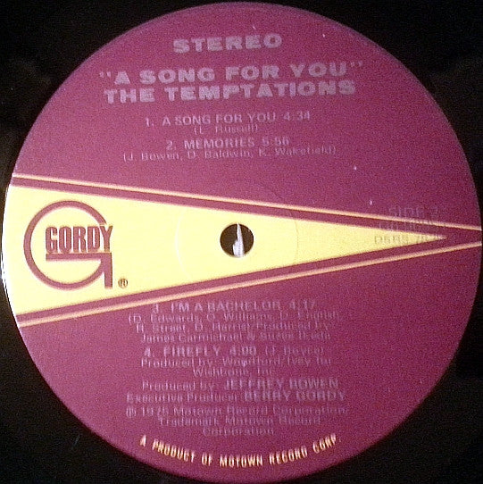 The Temptations : A Song For You (LP, Album, Hol)