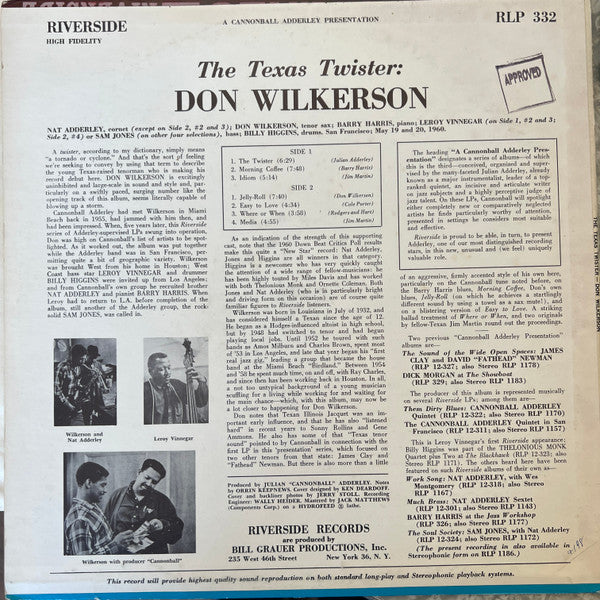 Don Wilkerson : The Texas Twister (LP, Album, Mono)