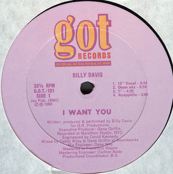 Billy Davis (7) : I Want You (12")