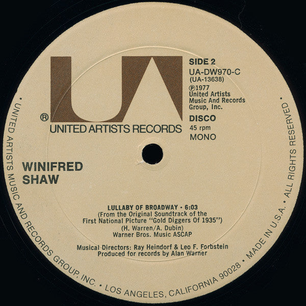 I.R.T. / Winifred Shaw : Lullaby Of Broadway (12", Ltd)